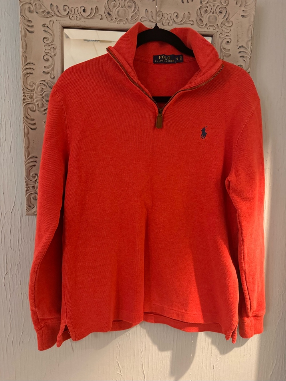 Ralph Lauren Nantucket Red Zip-Neck Sweater with Navy Pony